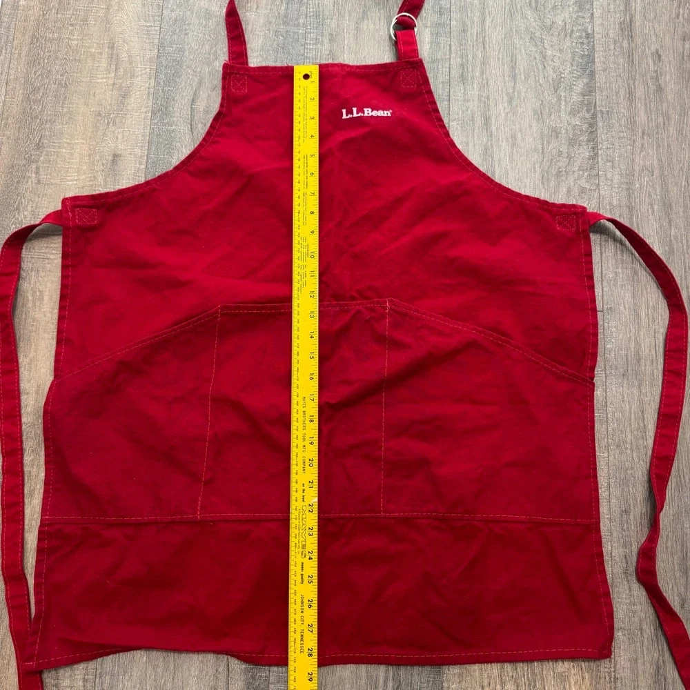 LL Bean Vintage Unisex Red Canvas Bib Apron Adjustable Workwear Freeport Maine